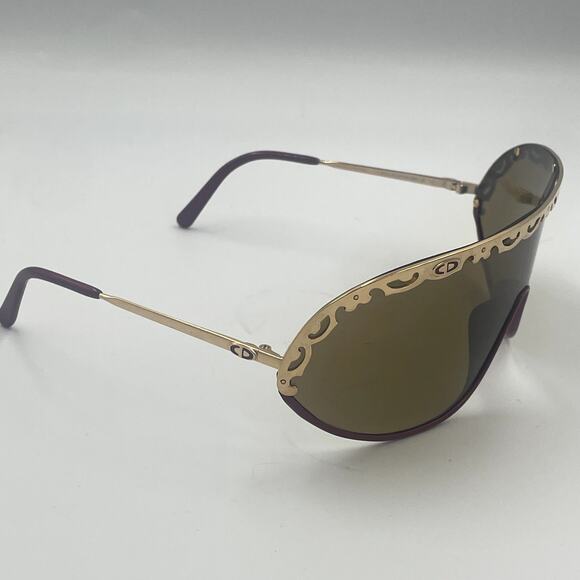 Vintage Christian Dior 2501 Sunglasses Gold Tone Red Frame Brown Polarized Lens - Picture 6 of 13